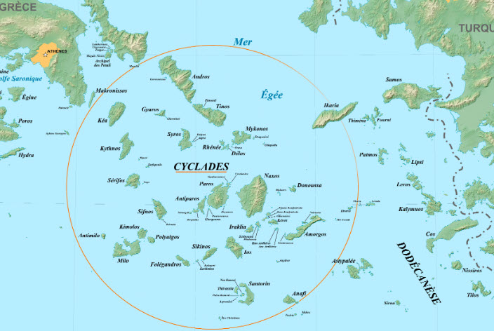 Cyclades map